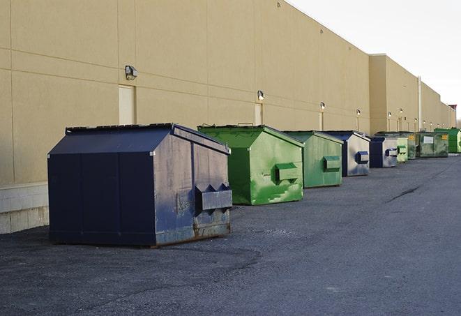 large construction waste containers in a row at a job site in Moraga